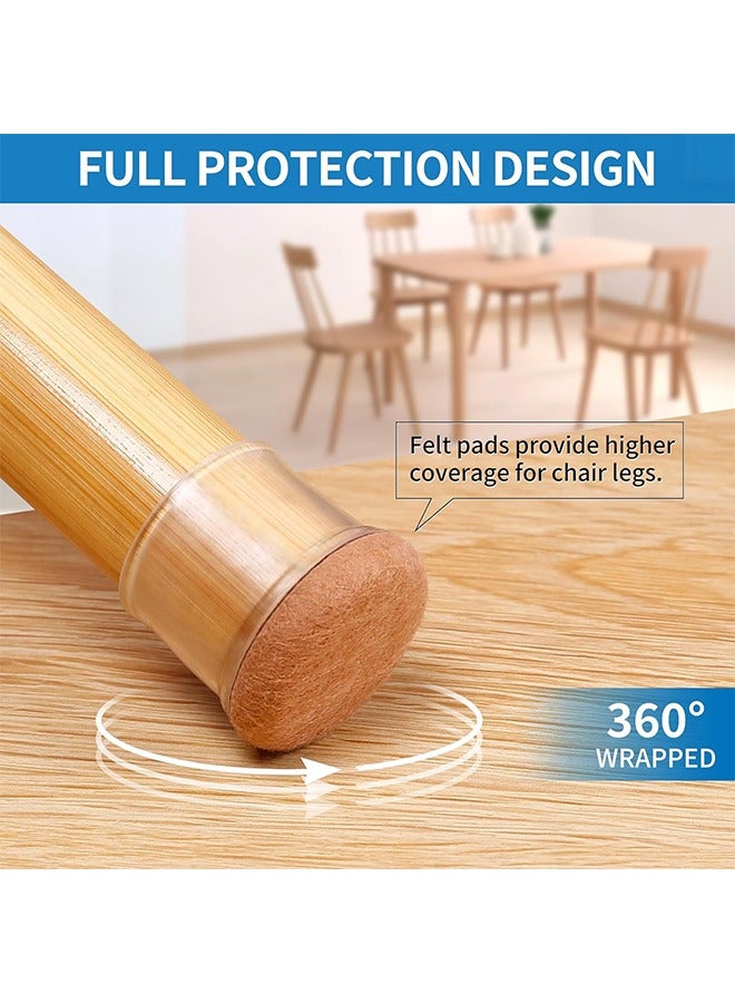 YelaJoy 24 Pcs Clear Silicone Chair Leg Floor Protectors with Felt, Floor Protectors for Chairs, Chair Leg Caps Covers, Chair Leg Socks Bar Stool Leg Floor Protectors - Image 3