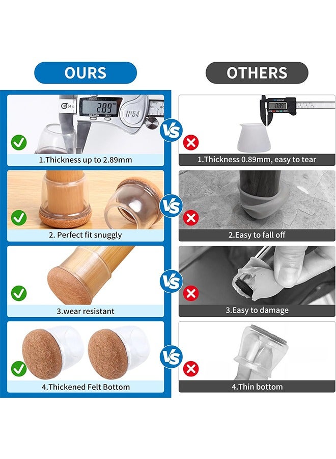 YelaJoy 24 Pcs Clear Silicone Chair Leg Floor Protectors with Felt, Floor Protectors for Chairs, Chair Leg Caps Covers, Chair Leg Socks Bar Stool Leg Floor Protectors - Image 4