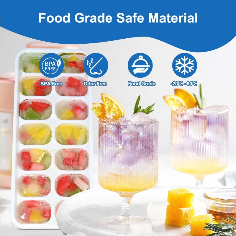 Weftnom Ice Cube Tray with Lid, 3 Pack Silicone Easy-Release Ice Trays for Freezer, Stackable Ice Cube Molds for Drinks, Cocktails, Whiskey, Coffee - BPA-Free and Odor-Free,Ice Cube Trays for Freezer - Image 3