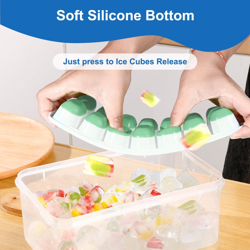 Weftnom Ice Cube Tray with Lid, 3 Pack Silicone Easy-Release Ice Trays for Freezer, Stackable Ice Cube Molds for Drinks, Cocktails, Whiskey, Coffee - BPA-Free and Odor-Free,Ice Cube Trays for Freezer - Image 4