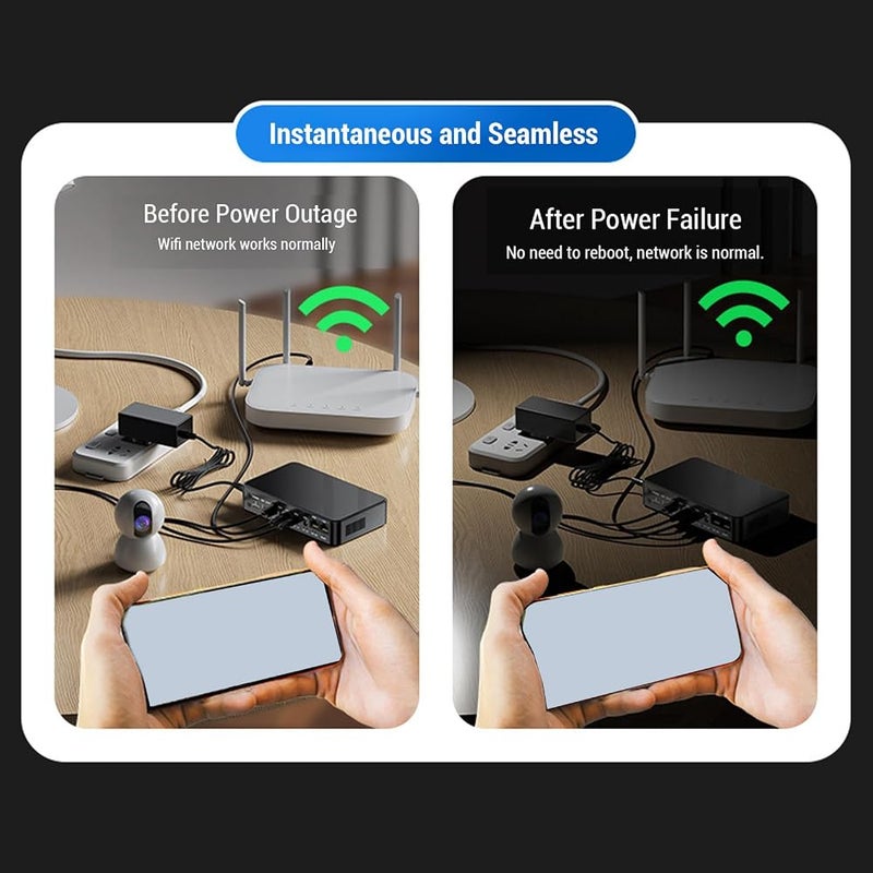 فياجاسافاميدو 1 ViaGasaFamido بطارية احتياطية UPS مصغرة، 10400mAh مزود طاقة غير منقطع مع 6 منافذ للراوتر والكاميرا POE 15V 24V USB DC 5V 9V 12V، غلاف مقاوم للحريق، خيارات إخراج متعددة - Image 3