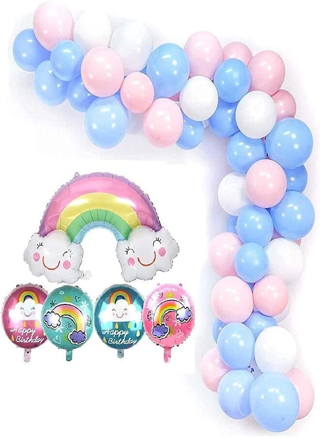 Secret 107 Pieces Balloon Kit Balloon Arch Garland for Wedding Birthday Party Decorations (Pink Blue White)