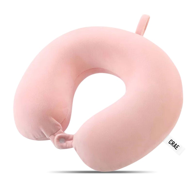 CRAE Premium Memory Foam Neck Pillow for Travel, Sleep & Support - Soft & Comfortable - Ideal for Home, Office & Car Use (Pink) - Image 5