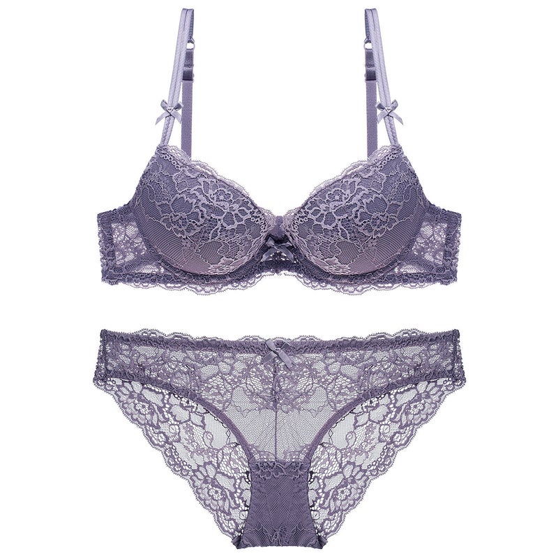 Women's Bra Set for Small Bust, Thin Upper Thick Lower Padding, Side Support & Lift - Image 5