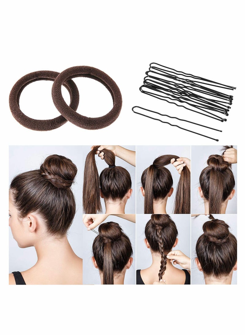 Excefore Hair Bun Shaper Set, Include 3 Pieces Hair Bun Donut, 2 Pieces Bun Marker, 4 Pieces Ponytail Hair Tool, 10 Pieces Bobby Pins and 2 Pieces Elastic Bands for Women Kids Hair Bun Maker Kit - Image 4