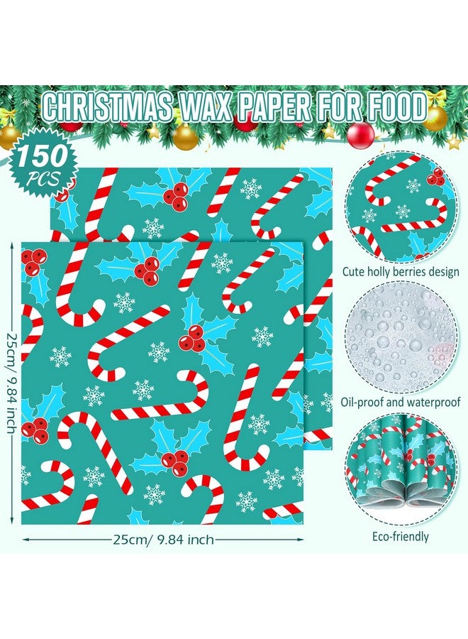 Yahenda 150 Pieces Wax Paper Christmas Decorative Waterproof Bakery Tissue Grease Resistant Christmas Baking Colored Tray Basket Liners - Image 2