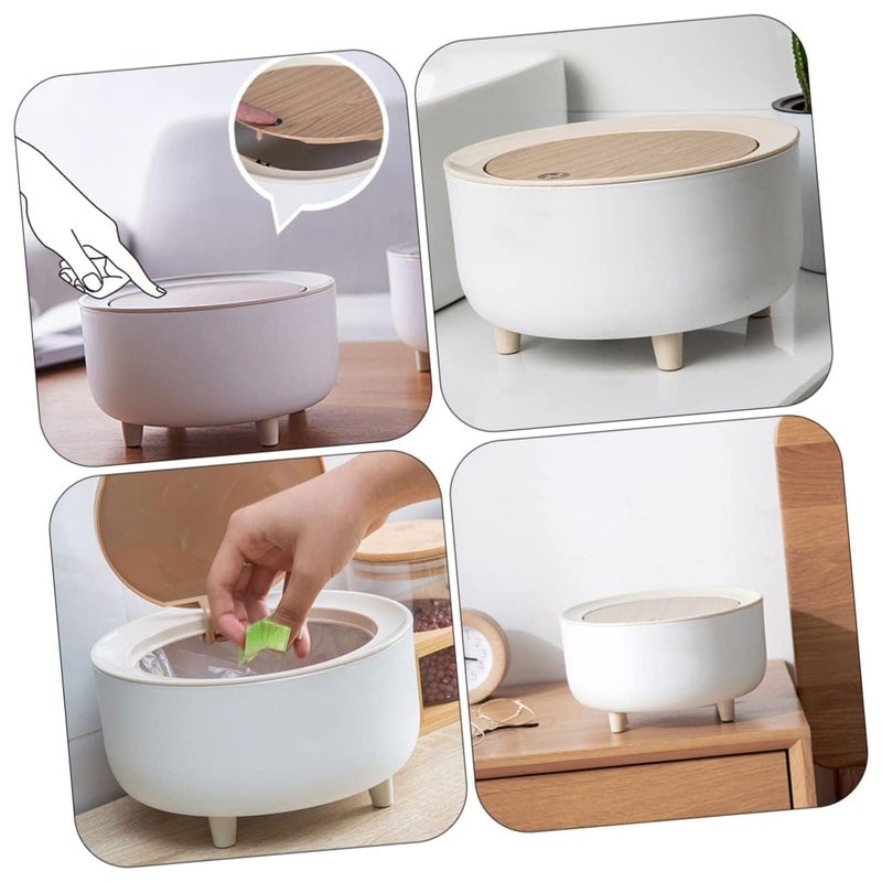 KPS Mini Dustbin With Lid For TabletopDeskOfficeBathroomVanity Round Trash Can With Attached Swing Lid Swing Press Opening Plastic WasteGarbage Bin Pack of 1Multicolor - Image 4