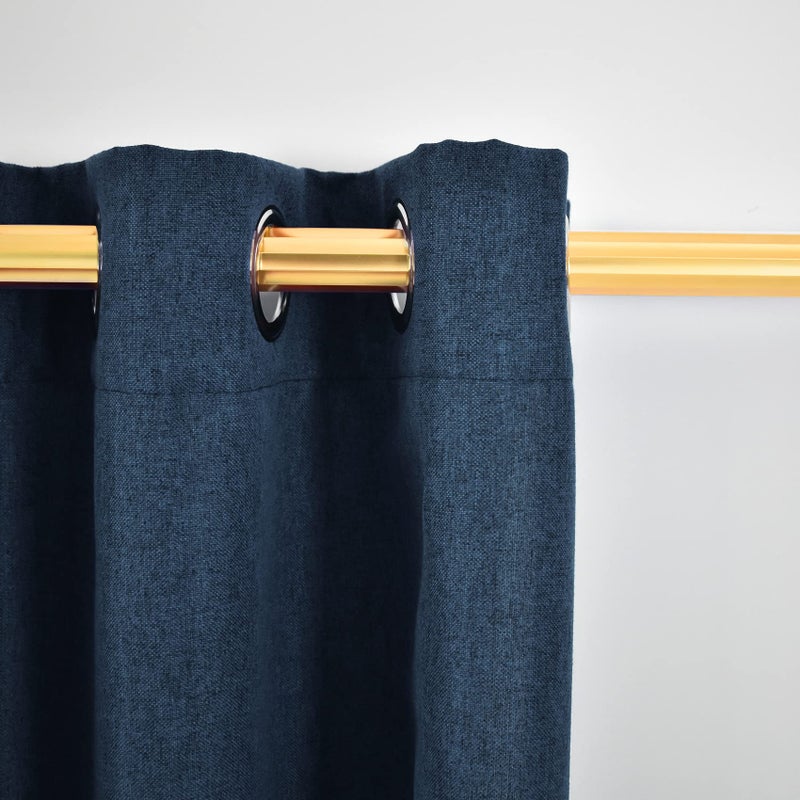 UPOPO Curtains 80 inches Long Kitchen Linen Textured Privacy Semi Sheer Navy Blue Living Room Divider Bedroom Drapes Sliding Glass Door Window Curtains Basement Patio Curtain Panels Grommet Top 2 Pieces - Image 4