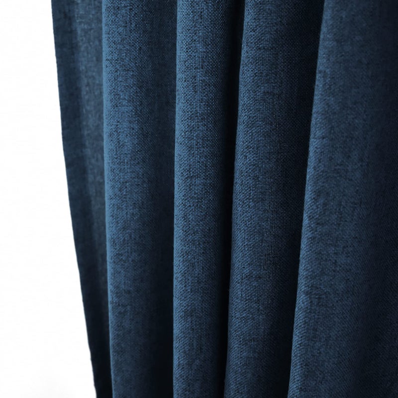 UPOPO Curtains 80 inches Long Kitchen Linen Textured Privacy Semi Sheer Navy Blue Living Room Divider Bedroom Drapes Sliding Glass Door Window Curtains Basement Patio Curtain Panels Grommet Top 2 Pieces - Image 3