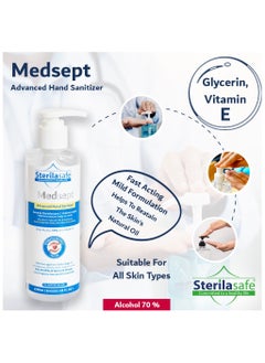 Sterilasafe Sterilasafe MedSept Advanced Hand Sanitizer Ethanol Alcohol Refreshing gel 70%, with Vitamin E, General Disinfectant/Antimicrobial, Personal Hygiene, 250 ML  - Image 4
