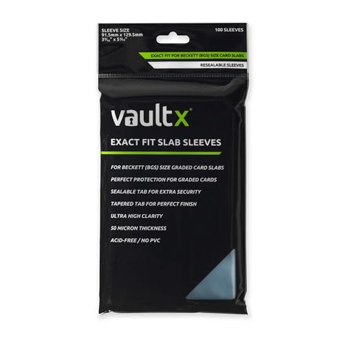 Vault X Graded Trading Card Slab Sleeves Exact Fit Bags for Becketts BGS and Other Similar Sized Cases Collectible Card Games Sports TCG 100 Pack - Image 1