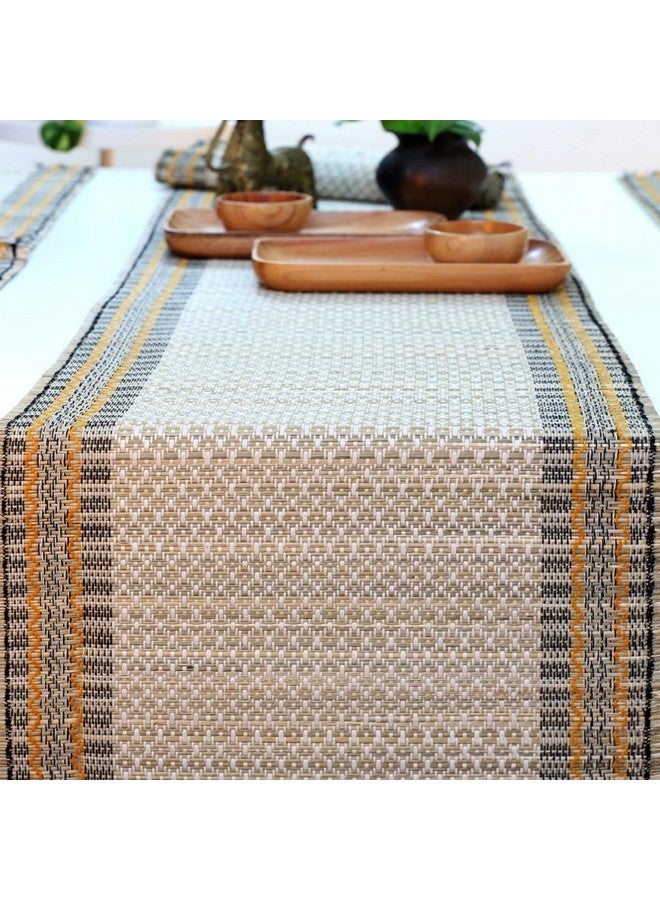 Peepul Tree Grass Handcrafted Heat Resistant Dinner Placemats for Dining Table | Eco Friendly Tableware Sustainably Handwoven from Natural Grass , Rectangle (6 PLACEMATS + 1 Table Runner, Beige) - Image 2