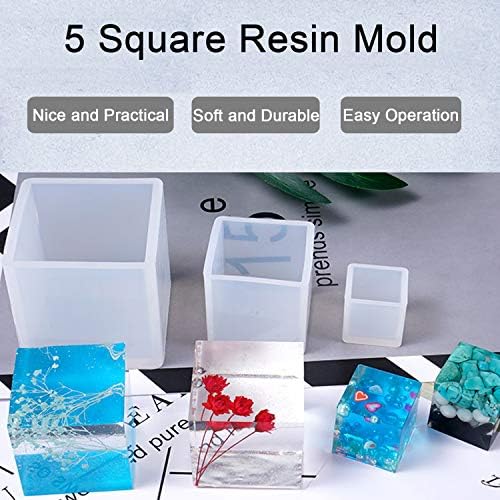 Luckkyme Resin Casting Molding Square Resin Mold Cube Silicone Molds for DIY Craft Making Silicone Clear Casting Molds (5size) - Image 4