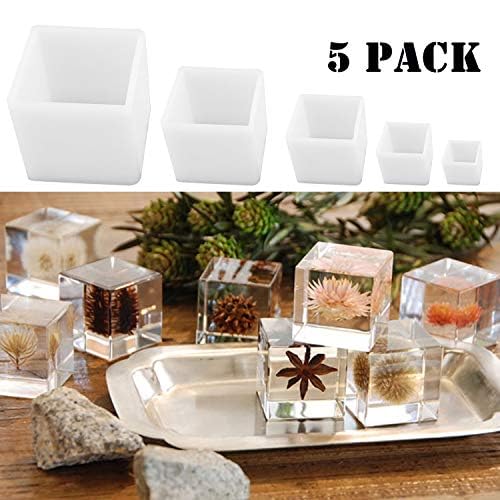 Luckkyme Resin Casting Molding Square Resin Mold Cube Silicone Molds for DIY Craft Making Silicone Clear Casting Molds (5size) - Image 3