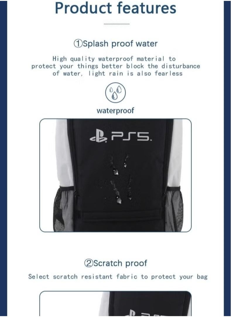 Gamepad - PS5 Game Console Backpack - Carrying Case for PS5 Suitable for Travel Suitcase Compatible with Playstation 5 Console and Accessories - PS5 Adjustable Handle Bag with Strap (Black) - Image 1