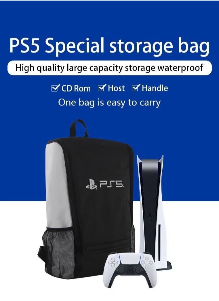 Gamepad - PS5 Game Console Backpack - Carrying Case for PS5 Suitable for Travel Suitcase Compatible with Playstation 5 Console and Accessories - PS5 Adjustable Handle Bag with Strap (Black) - Image 1