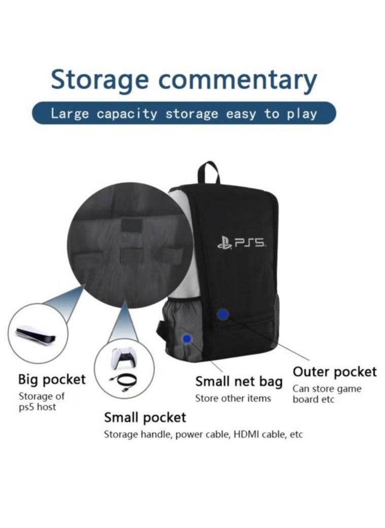 Gamepad - PS5 Game Console Backpack - Carrying Case for PS5 Suitable for Travel Suitcase Compatible with Playstation 5 Console and Accessories - PS5 Adjustable Handle Bag with Strap (Black) - Image 1