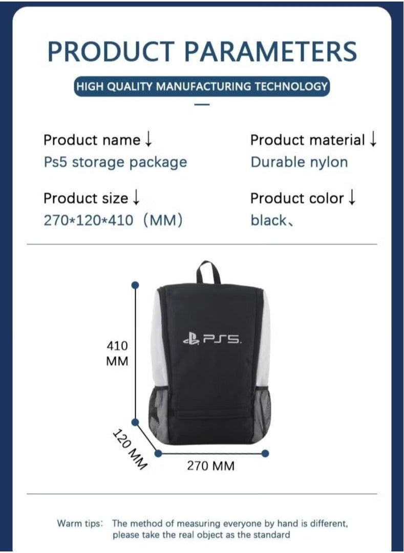 Gamepad - PS5 Game Console Backpack - Carrying Case for PS5 Suitable for Travel Suitcase Compatible with Playstation 5 Console and Accessories - PS5 Adjustable Handle Bag with Strap (Black) - Image 1