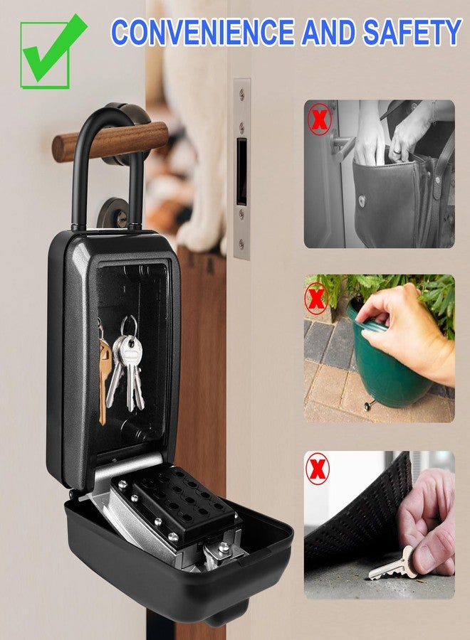 Lawnize Key Lock Box, 12-Digit Code, Weatherproof Wall Mount, Large Capacity 5-8 Keys, Aluminum Alloy (Silver, 3.58 * 2.24 * 7.8IN with Shackle) - Image 2