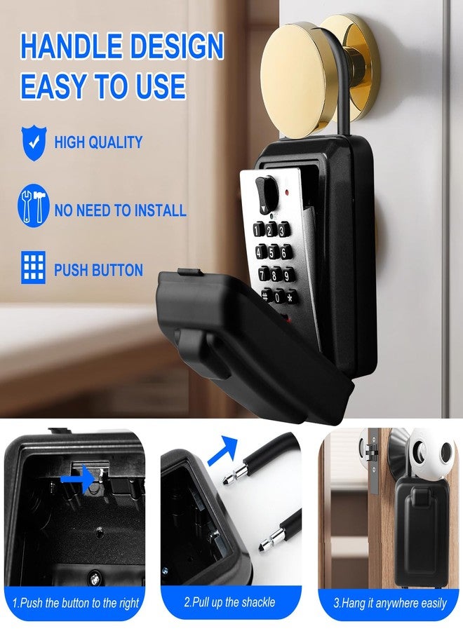 Lawnize Key Lock Box, 12-Digit Code, Weatherproof Wall Mount, Large Capacity 5-8 Keys, Aluminum Alloy (Silver, 3.58 * 2.24 * 7.8IN with Shackle) - Image 4