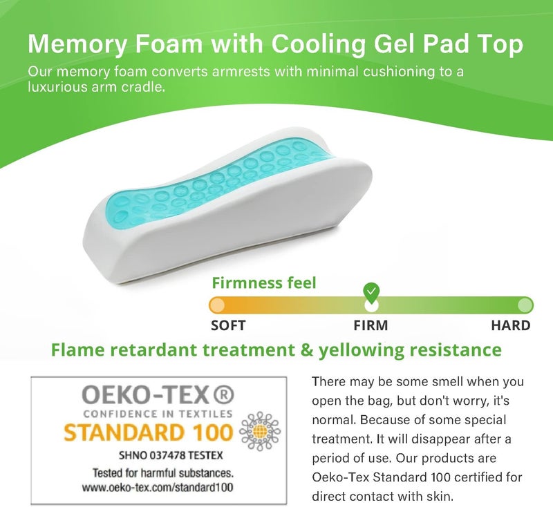 Diverse application fit LargeLeaf Chair Ergonomic Armrest Cooling Gel Pads Elbow Pillow Pressure Relief Office Chair Gaming Chair armrest with Memory Foam armrest Pads 2-Piece Set of Chair (Gel+ Memory Foam) Small apartment fit - Image 4