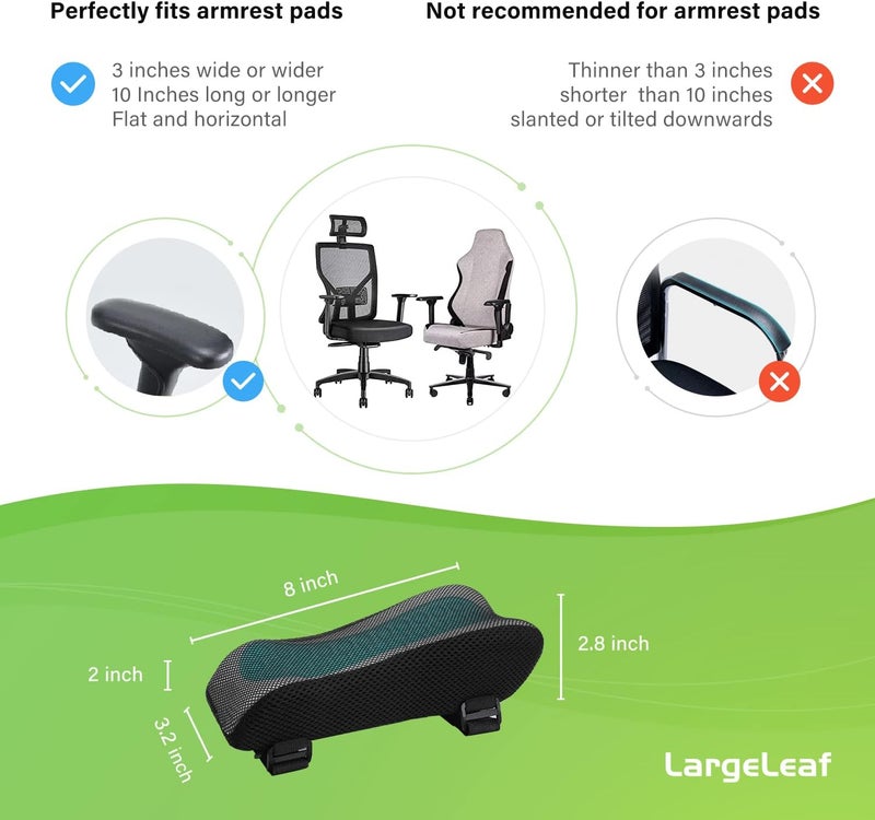 Diverse application fit LargeLeaf Chair Ergonomic Armrest Cooling Gel Pads Elbow Pillow Pressure Relief Office Chair Gaming Chair armrest with Memory Foam armrest Pads 2-Piece Set of Chair (Gel+ Memory Foam) Small apartment fit - Image 5