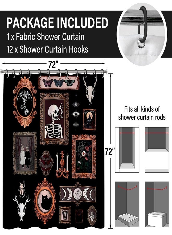 TSLOVER Gothic Skull Shower Curtain, Goth Spooky Bathroom Curtains, Horror Waterproof Polyester Fabric Bath Curtain Decor,72x72 Inches - Image 2