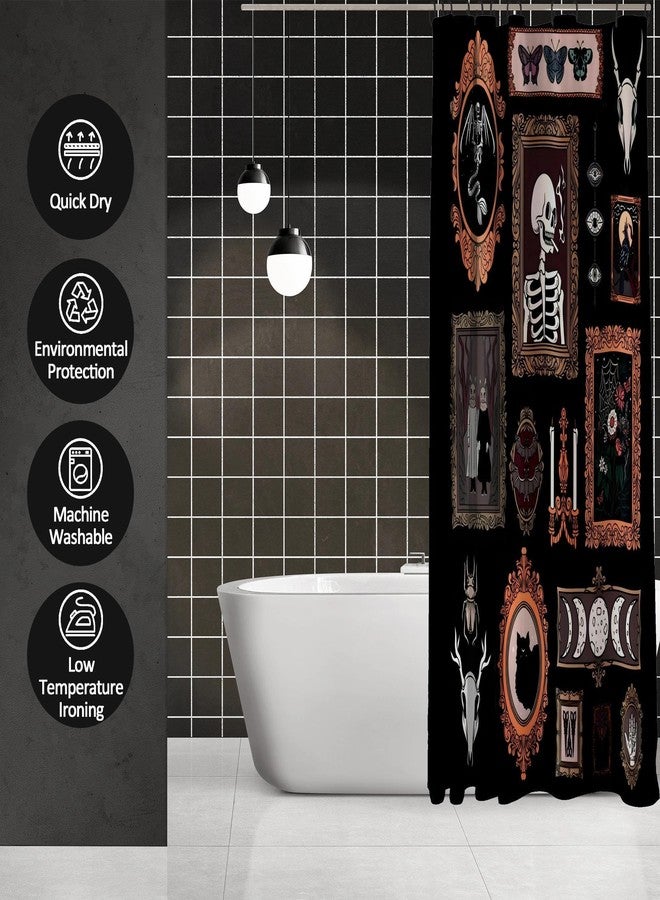 TSLOVER Gothic Skull Shower Curtain, Goth Spooky Bathroom Curtains, Horror Waterproof Polyester Fabric Bath Curtain Decor,72x72 Inches - Image 4