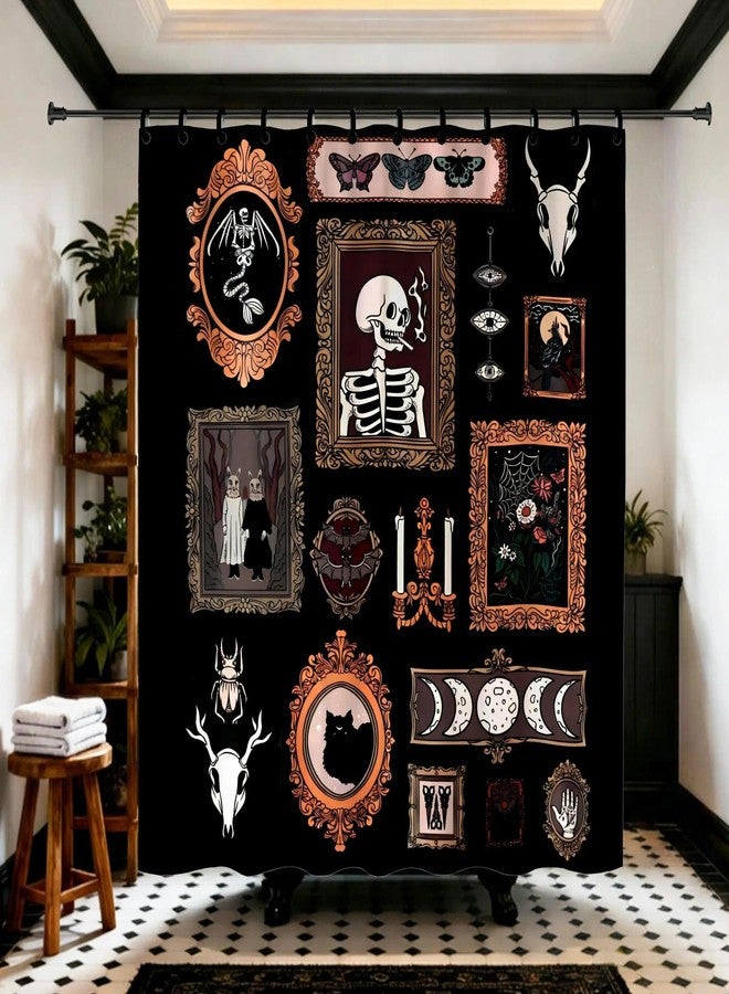 TSLOVER Gothic Skull Shower Curtain, Goth Spooky Bathroom Curtains, Horror Waterproof Polyester Fabric Bath Curtain Decor,72x72 Inches - Image 1