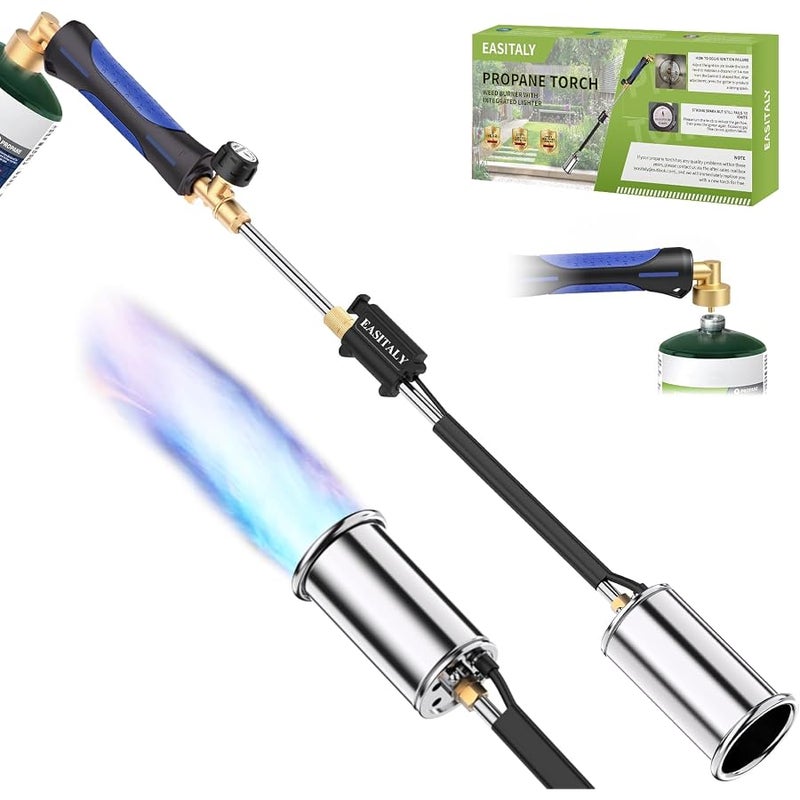 EASITALY Propane Weed Torch Burner, Heavy Duty Blow Torch with Self Ignition & Rubber Grip, Garden Weed Burner & Charcoal Starter for BBQ, Driveway, Snow Melting (Fuel Not Included) - Image 1