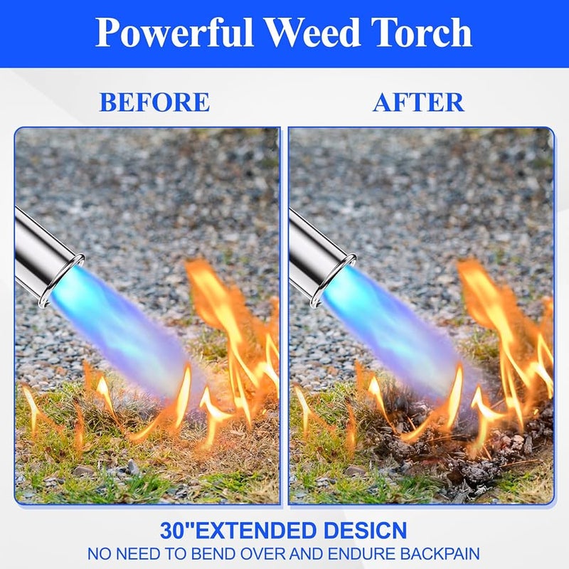 EASITALY Propane Weed Torch Burner, Heavy Duty Blow Torch with Self Ignition & Rubber Grip, Garden Weed Burner & Charcoal Starter for BBQ, Driveway, Snow Melting (Fuel Not Included) - Image 2