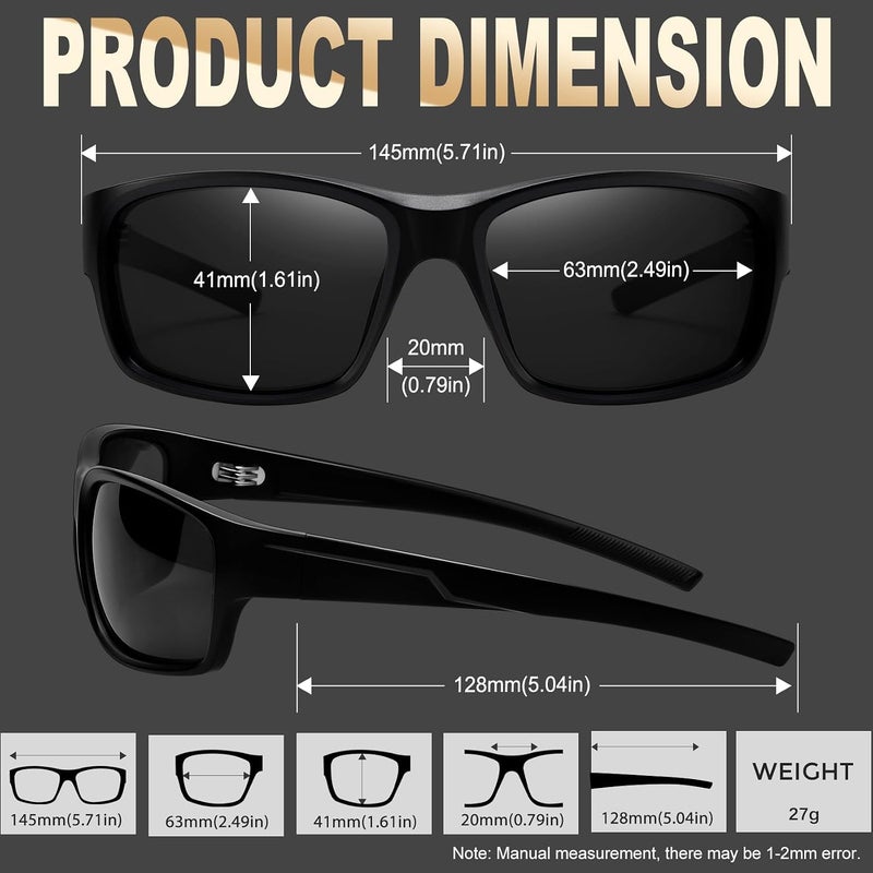 KANASTAL Polarized Sunglasses for Men - Classic Square Shades, UV400 Protection - Image 3