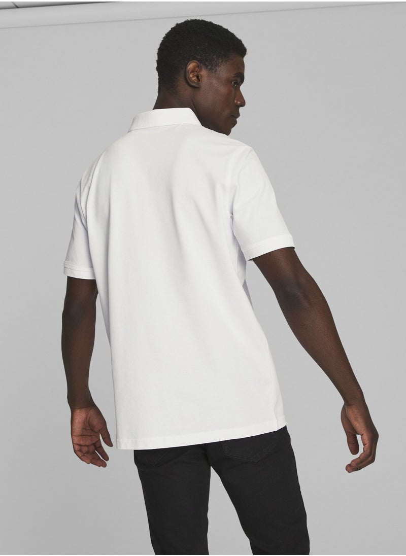 PUMA Essential Pique Mens White Polo Shirt  - Image 2