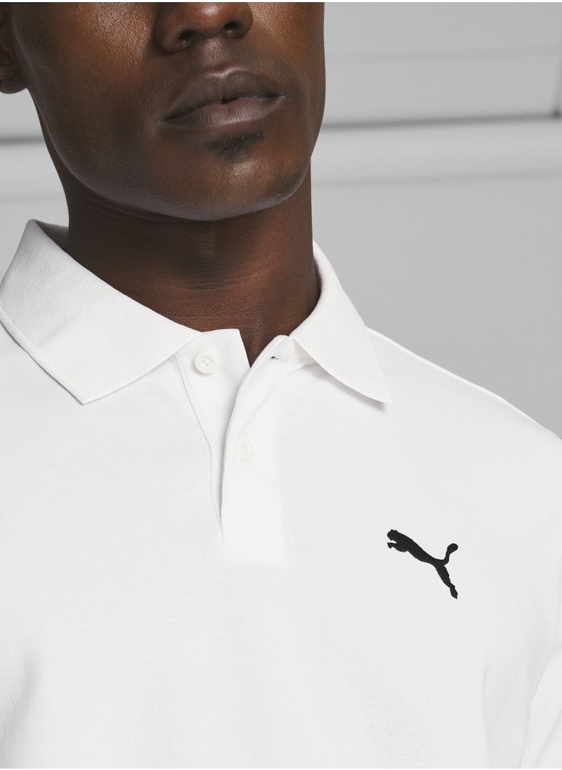 PUMA Essential Pique Mens White Polo Shirt  - Image 4