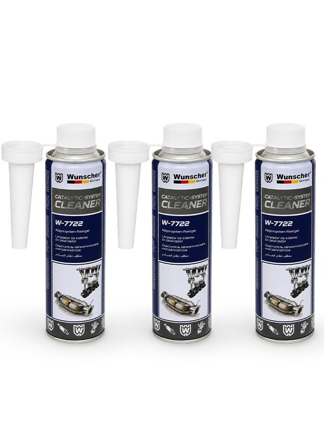 Wunscher 3 pcs Wunscher Catalytic System Cleaner W-7722 300ML, Catalytic Converter & Exhaust System Cleaner for Petrol and Diesel Engines, Carbon & Soot Deposit Cleaner, DPF System Care Fuel Additive - Image 1