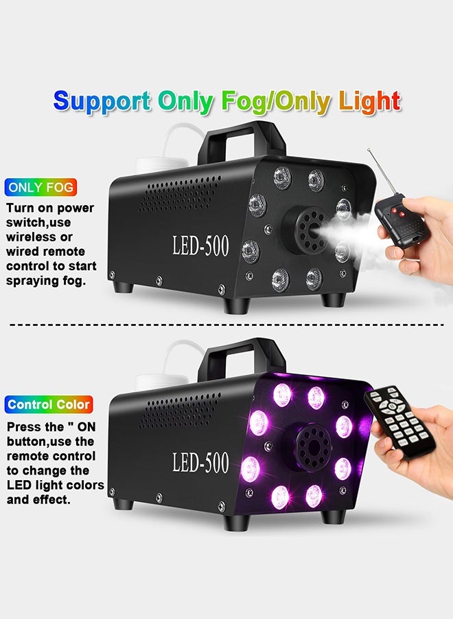 والالا جهاز ضباب مُحسّن بقوة ٥٠٠ واط مع ١٣ لونًا من مصابيح LED - تأثير دخان عالي الإنتاج ٢٠٠٠ قدم مكعب في الدقيقة | جهاز تحكم عن بُعد لاسلكي وسلكي | للاستخدام الداخلي والخارجي في الحفلات والمسارح (الهالوين/الأعراس/منسقي الأغاني) - Image 2