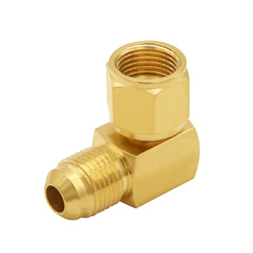 Joywayus Brass 3/8" Flare Swivel Female x 3/8" Flare Male Tube Fitting 90° Elbow Coupling Gas Adapter Union Pipe Connector (Pack of 2) - Image 4