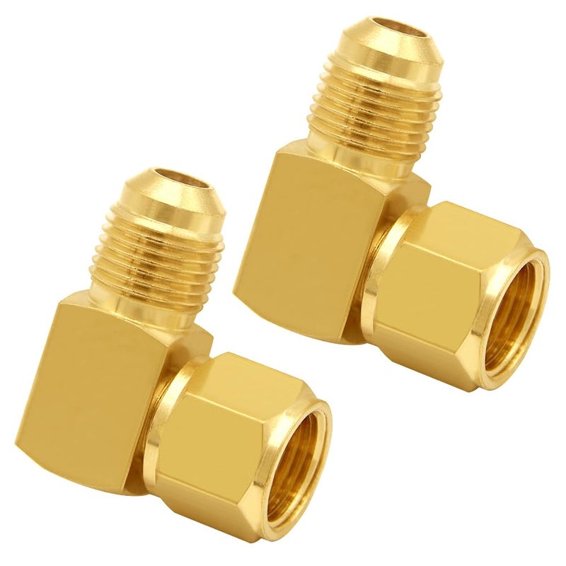 Joywayus Brass 3/8" Flare Swivel Female x 3/8" Flare Male Tube Fitting 90° Elbow Coupling Gas Adapter Union Pipe Connector (Pack of 2) - Image 5