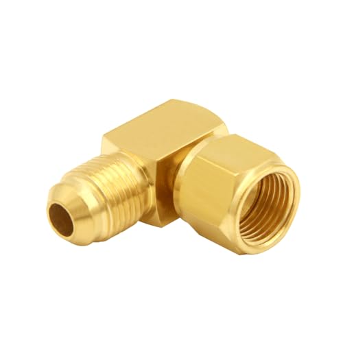 Joywayus Brass 3/8" Flare Swivel Female x 3/8" Flare Male Tube Fitting 90° Elbow Coupling Gas Adapter Union Pipe Connector (Pack of 2) - Image 2