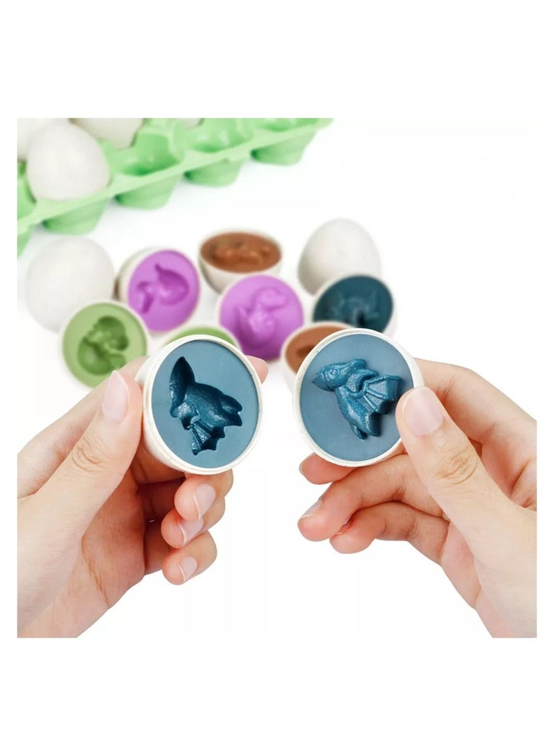 JOLLITY LLC Smart pairing twisted egg recognition color children's early education assembled matching dinosaur blocks educational toy (12 pcs) - Image 2