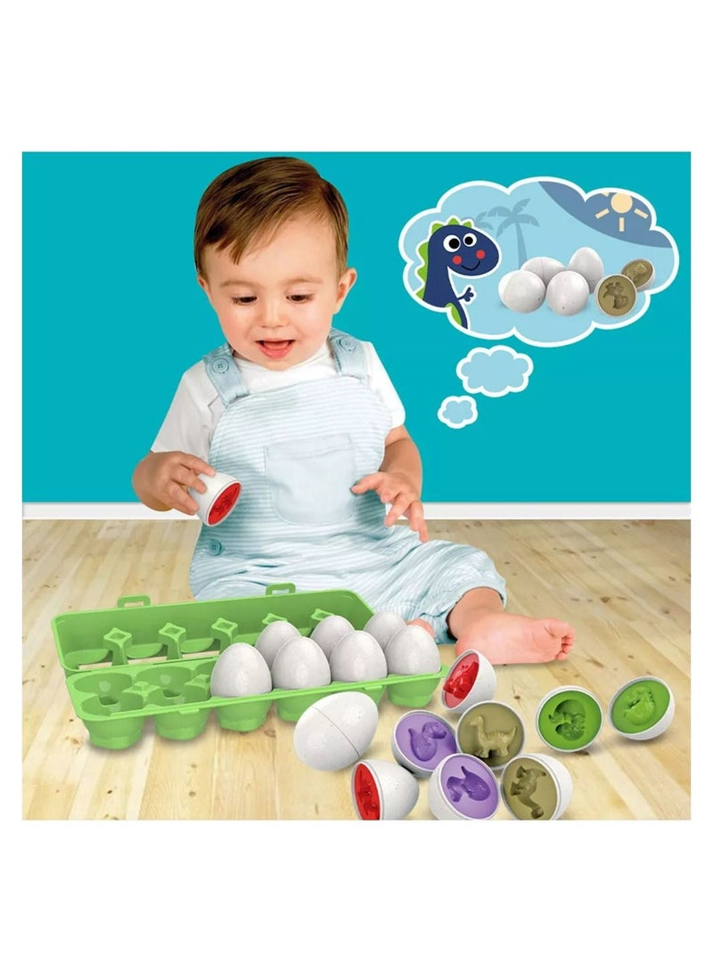 JOLLITY LLC Smart pairing twisted egg recognition color children's early education assembled matching dinosaur blocks educational toy (12 pcs) - Image 4