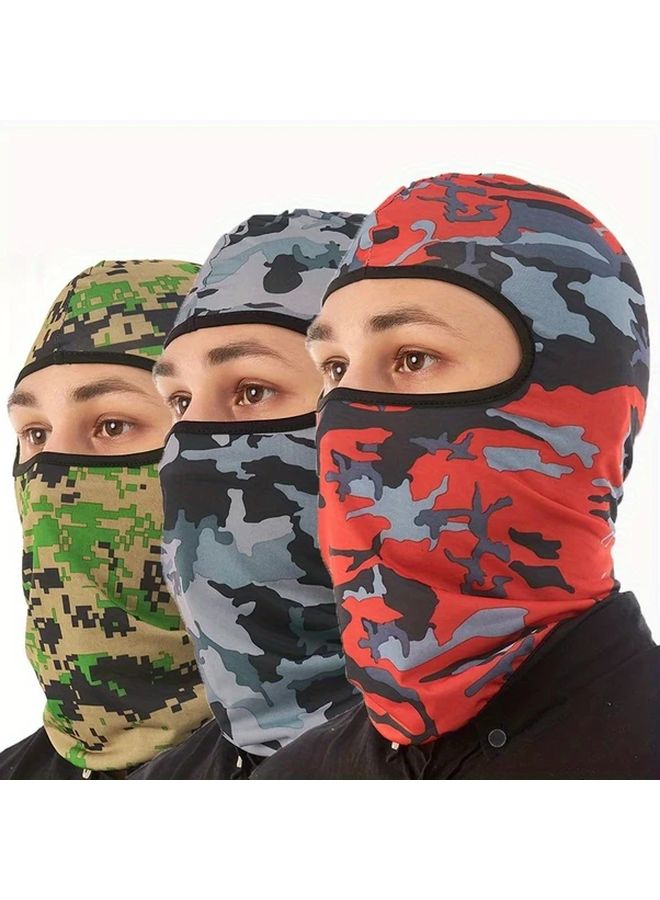 قناع كامل الوجه بالتمويه الرمادي، من البوليستر المنسوج، لفافة خوذة الدراجات النارية في الهواء الطلق لجميع الفصول - Image 1