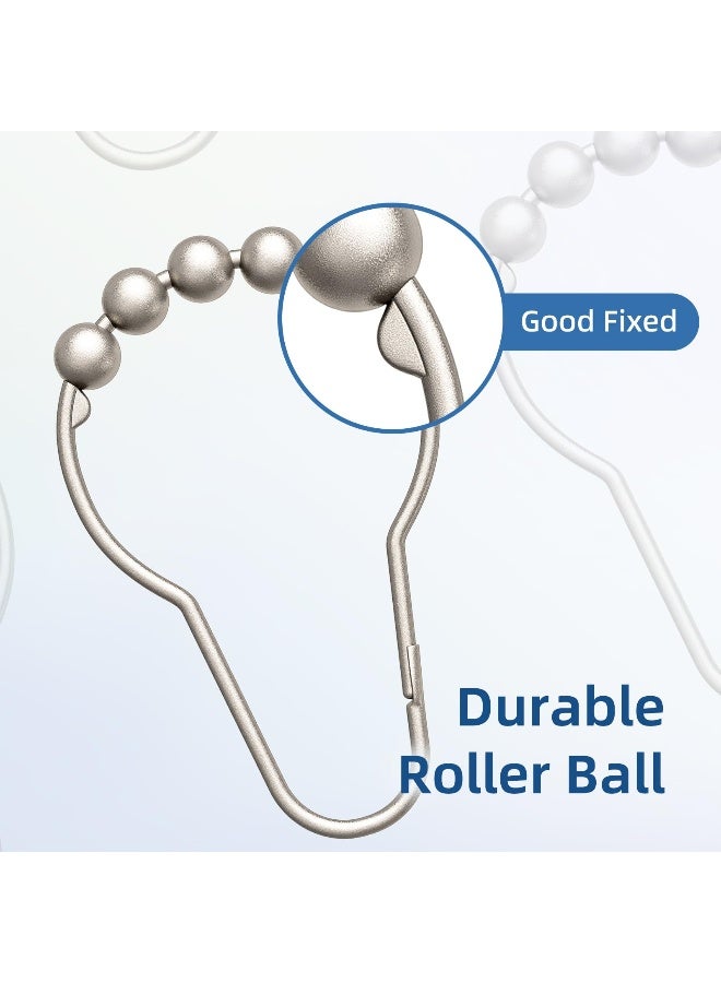 Titanker Shower Curtain Hooks Rings, Rust-Resistant Metal Shower Curtain Hooks for Bathroom Shower Rods Shower Hooks Shower Rings for Curtain - Set of 12, Matte Nickel - Image 3