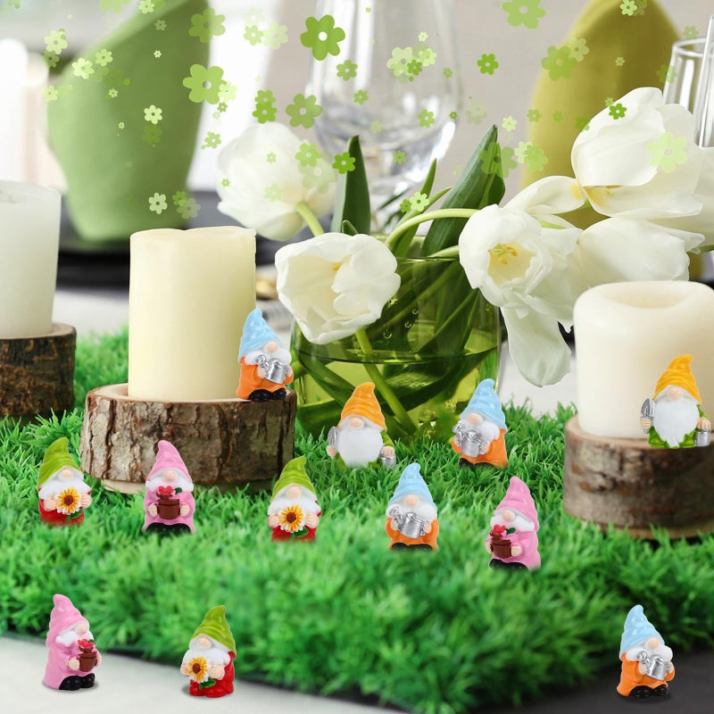 DTOFOOT 20Pcs Spring Mini Gnomes,Tiny Miniature Resin Spring Gnomes for Fairy Garden Accessories Landscape Outdoor Patio Yard Lawn and Aquarium Decorations for Home Dollhouse Desk - Image 4