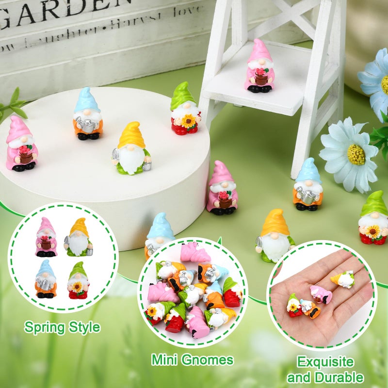 DTOFOOT 20Pcs Spring Mini Gnomes,Tiny Miniature Resin Spring Gnomes for Fairy Garden Accessories Landscape Outdoor Patio Yard Lawn and Aquarium Decorations for Home Dollhouse Desk - Image 3