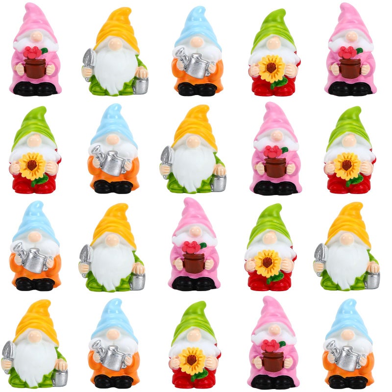 DTOFOOT 20Pcs Spring Mini Gnomes,Tiny Miniature Resin Spring Gnomes for Fairy Garden Accessories Landscape Outdoor Patio Yard Lawn and Aquarium Decorations for Home Dollhouse Desk - Image 1