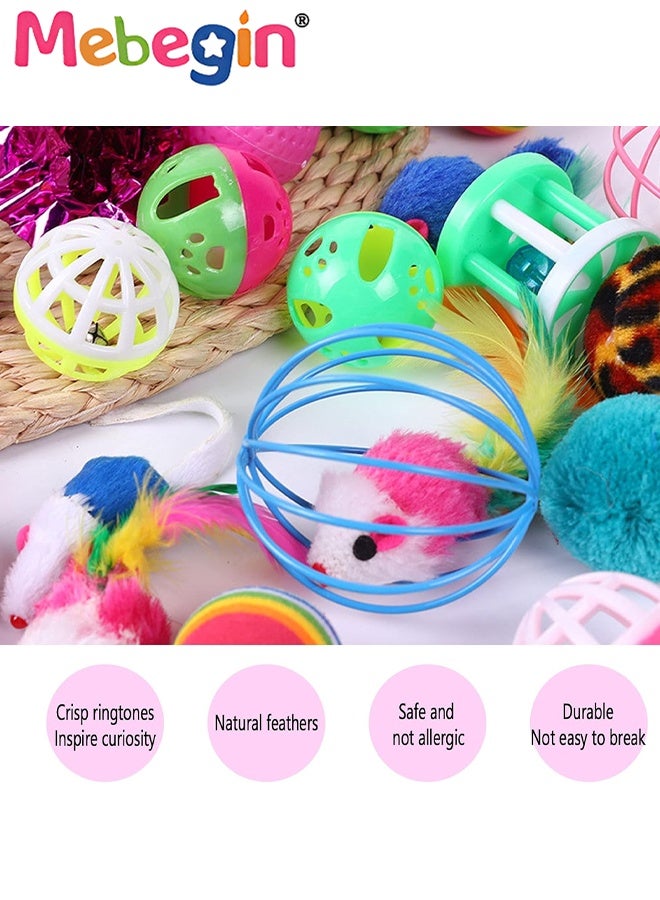 MEBEGIN 22PCS Cat Tunnel Set with Cat Teaser Stick, Cat Balls, Feather Toys and Other Cat toys, 3 Way Collapsible Cat Play Tunnel, Funny Interactive Cat Toys, Various Cat Enrichment Toys, Soft Safe Cat Toys(Random Color) - Image 2