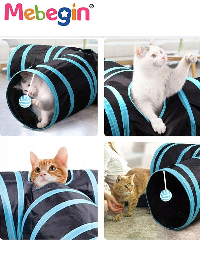 MEBEGIN 22PCS Cat Tunnel Set with Cat Teaser Stick, Cat Balls, Feather Toys and Other Cat toys, 3 Way Collapsible Cat Play Tunnel, Funny Interactive Cat Toys, Various Cat Enrichment Toys, Soft Safe Cat Toys(Random Color) - Image 4