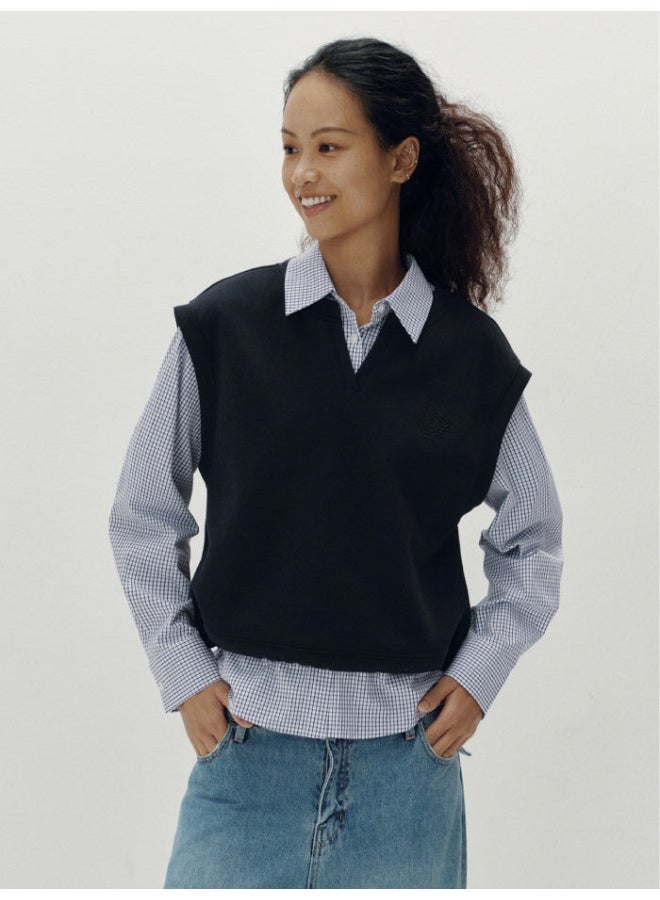 سيمير قميص بأكمام طويلة مخطط مع طبقة بلا أكمام للنساء - Image 2