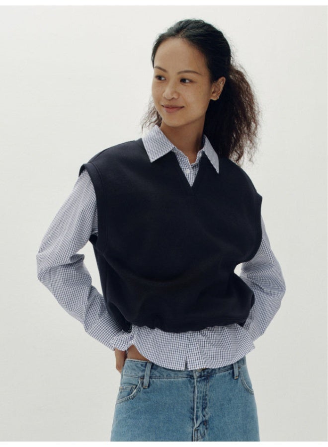 سيمير قميص بأكمام طويلة مخطط مع طبقة بلا أكمام للنساء - Image 3